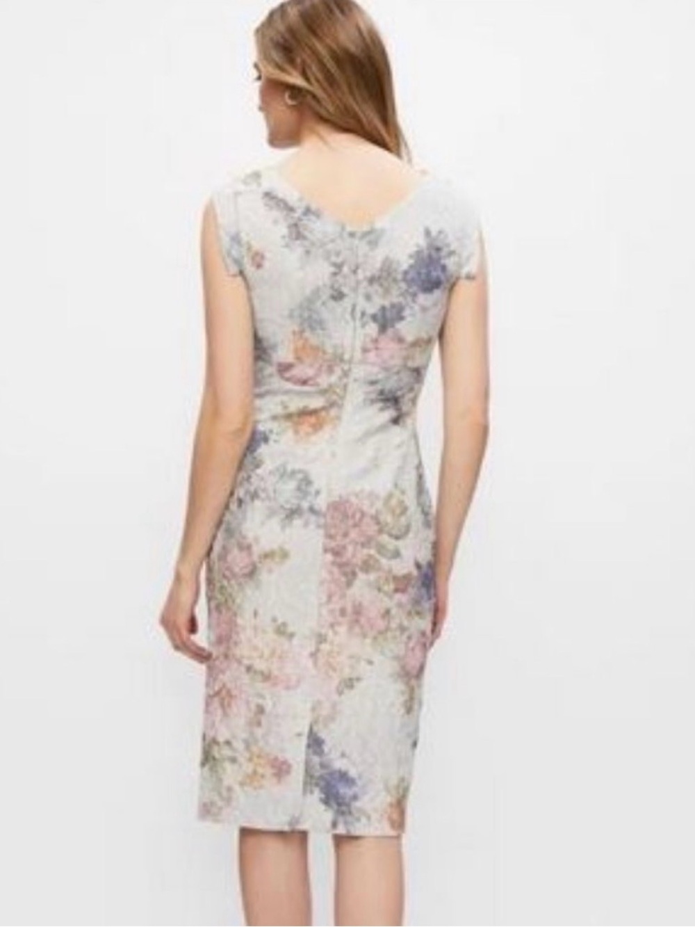 Adrianna Papell Pastel Floral Lace Sheath Dress Size 12 - Picture 2 of 11